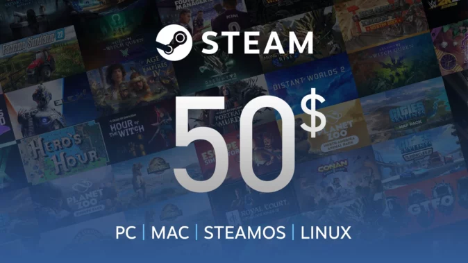 Passatempo Cartão de Oferta Steam de $50