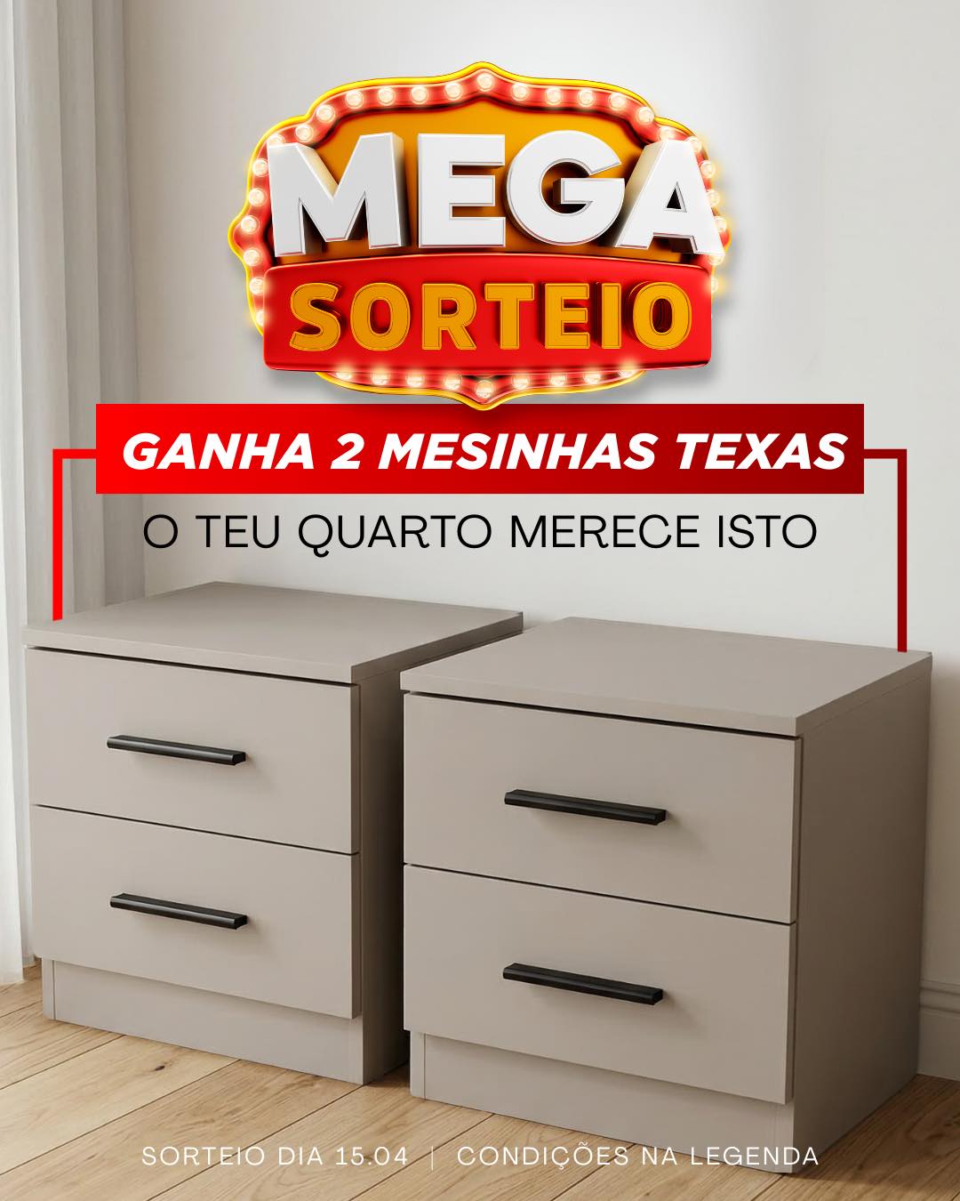 Mega Sorteio — 2 Mesinhas de Cabeceira Texas — Ptmov_eis
