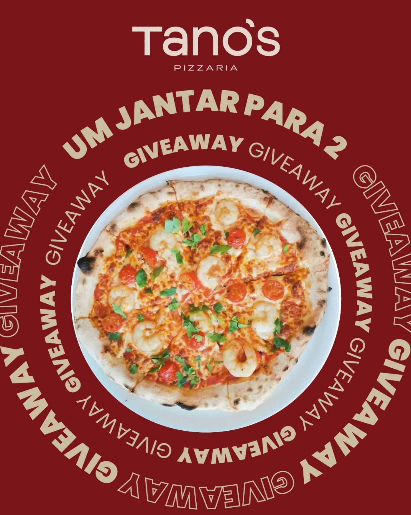 Passatempo Jantar para 2 — Tano's Pizzaria