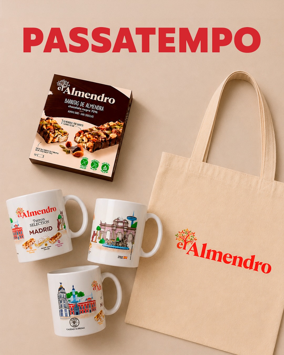 Passatempo Tote Bag e Caneca — El Almendro Portugal